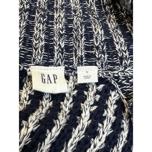 Gap heavyweight knit navy & white sweater cardigan with toggle buttons, size L - Picture 4 of 11